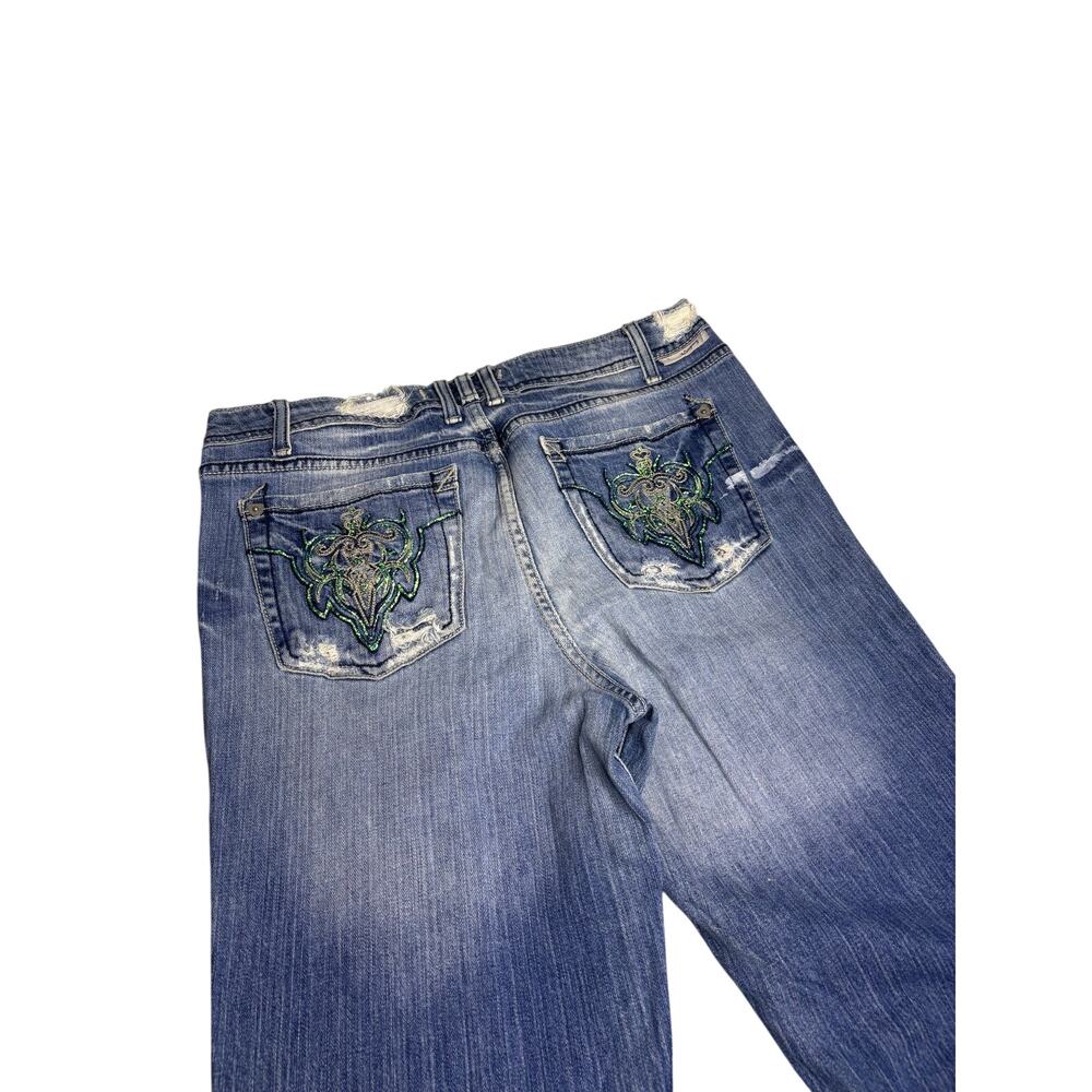 Company Y2K Low Rise Distressed Flare Jeans Size 32
